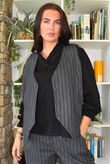 Body Stretch Cotton Ruffle Layer Shirt Black